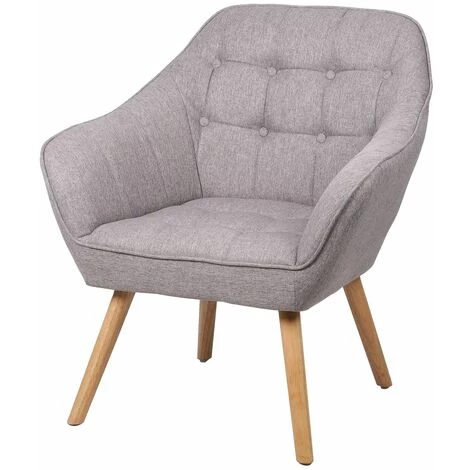 TOILINUX Fauteuil Oly En Tissu Avec Pieds En Bois - Longueur 74 Profondeur 70 Hauteur 85cm - Gris Clair 3 TOILINUX Fauteuil Oly En Tissu Avec Pieds En Bois - Longueur 74 Profondeur 70 Hauteur 85cm - Gris Clair