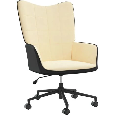 Chaise De Relaxation Blanc Crème Velours Et PVC VidaXL 3 Chaise De Relaxation Blanc Crème Velours Et PVC VidaXL