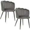 TOILINUX Lot De 2 Fauteuils En Velours Isora - Longueur 61, Profondeur 58, Hauteur 79cm - Gris 2 TOILINUX Lot De 2 Fauteuils En Velours Isora - Longueur 61, Profondeur 58, Hauteur 79cm - Gris -Pas Cher Fauteuil Magasin 54995598 1