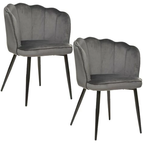 TOILINUX Lot De 2 Fauteuils En Velours Isora - Longueur 61, Profondeur 58, Hauteur 79cm - Gris 3 TOILINUX Lot De 2 Fauteuils En Velours Isora - Longueur 61, Profondeur 58, Hauteur 79cm - Gris
