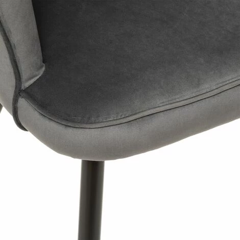 TOILINUX Lot De 2 Fauteuils En Velours Isora - Longueur 61, Profondeur 58, Hauteur 79cm - Gris 6 TOILINUX Lot De 2 Fauteuils En Velours Isora - Longueur 61, Profondeur 58, Hauteur 79cm - Gris – Image 4