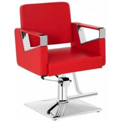 HELLOSHOP26 Fauteuil De Barbier Avec Repose-pieds Acier Similicuir Rotatif à 360 Degrés Rouge - Rouge