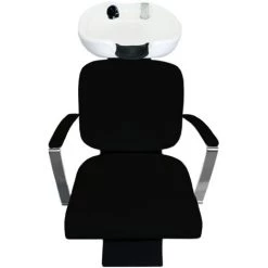 MONSTER SHOP Fauteuil De Coiffure Shampooing Lavabo Appui Tête Réglable Noir Salon De Beauté Coiffure Barbier - Noir -Pas Cher Fauteuil Magasin 55041069 2