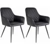 ALTOBUY VIBY - Lot De 2 Fauteuils Simili Noir Et Piétement Acier Noir - Noir -Pas Cher Fauteuil Magasin 55075177 1