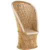 HELLIN Fauteuil Vintage à Dossier Haut En Bambou Naturel Et Blanc 1 Place - PASO - Beige -Pas Cher Fauteuil Magasin 55075262 1
