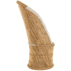 HELLIN Fauteuil Vintage à Dossier Haut En Bambou Naturel Et Blanc 1 Place - PASO - Beige -Pas Cher Fauteuil Magasin 55075262 3