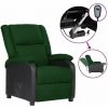 Fauteuil Inclinable TV électrique Et Tissu Similicuir Vert Foncé VidaXL -Pas Cher Fauteuil Magasin 55241428 1