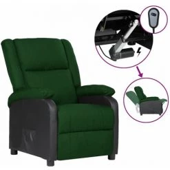 Fauteuil Inclinable TV électrique Et Tissu Similicuir Vert Foncé VidaXL