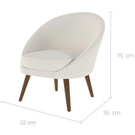 RENDEZ VOUS DéCO Fauteuil Blanc Calypso Effet Laine Bouclette - Blanc 4 RENDEZ VOUS DéCO Fauteuil Blanc Calypso Effet Laine Bouclette - Blanc – Image 2