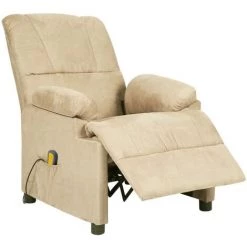 YOUTHUP Fauteuil De Massage Inclinable électrique Crème Similicuir Daim - Crème -Pas Cher Fauteuil Magasin 55260684 4