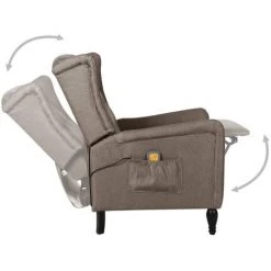 YOUTHUP Fauteuil De Massage Inclinable Taupe Tissu - Taupe -Pas Cher Fauteuil Magasin 55260685 4