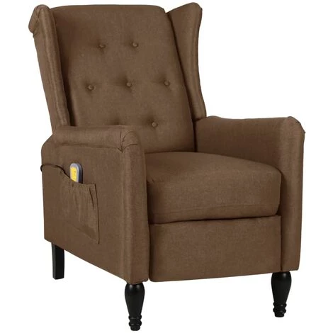 YOUTHUP Fauteuil De Massage Inclinable Marron Tissu - Brun 3 YOUTHUP Fauteuil De Massage Inclinable Marron Tissu - Brun