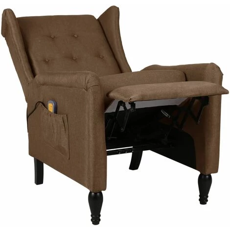 YOUTHUP Fauteuil De Massage Inclinable Marron Tissu - Brun 7 YOUTHUP Fauteuil De Massage Inclinable Marron Tissu - Brun – Image 5