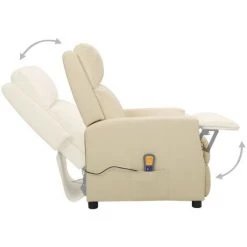 YOUTHUP Fauteuil De Massage Inclinable Crème Similicuir - Crème -Pas Cher Fauteuil Magasin 55260698 5