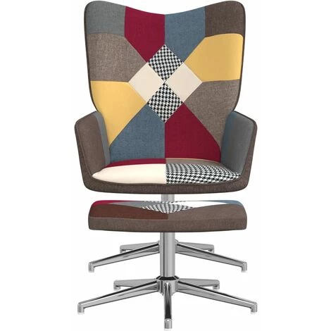 YOUTHUP Chaise De Relaxation Avec Repose-pied Patchwork Tissu - Multicolore 5 YOUTHUP Chaise De Relaxation Avec Repose-pied Patchwork Tissu - Multicolore – Image 3