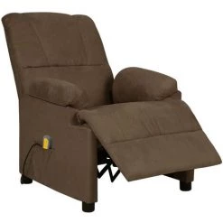 YOUTHUP Fauteuil De Massage Inclinable électrique Brun Similicuir Daim - Brun -Pas Cher Fauteuil Magasin 55262252 4