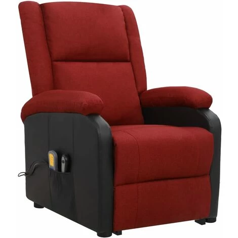 YOUTHUP Fauteuil De Massage Inclinable Rouge Bordeaux Tissu - Rouge 4 YOUTHUP Fauteuil De Massage Inclinable Rouge Bordeaux Tissu - Rouge – Image 2