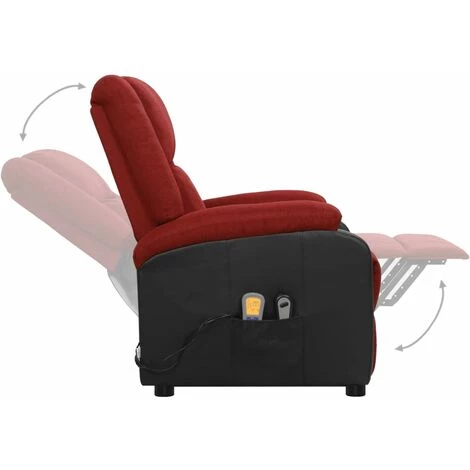 YOUTHUP Fauteuil De Massage Inclinable Rouge Bordeaux Tissu - Rouge 7 YOUTHUP Fauteuil De Massage Inclinable Rouge Bordeaux Tissu - Rouge – Image 5
