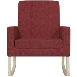 YOUTHUP Chaise à Bascule Rouge Bordeaux Tissu - Rouge -Pas Cher Fauteuil Magasin 55262287 3