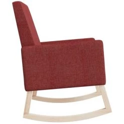 YOUTHUP Chaise à Bascule Rouge Bordeaux Tissu - Rouge -Pas Cher Fauteuil Magasin 55262287 4