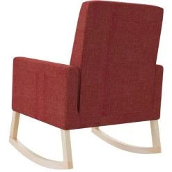 YOUTHUP Chaise à Bascule Rouge Bordeaux Tissu - Rouge -Pas Cher Fauteuil Magasin 55262287 5