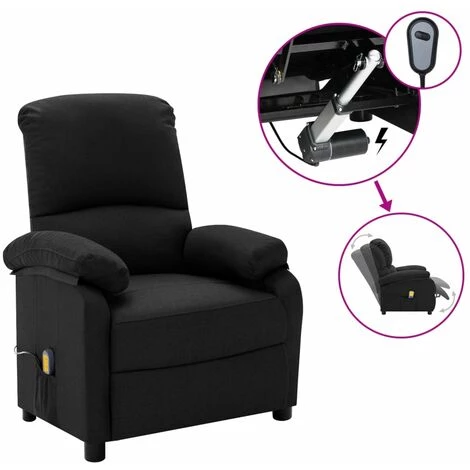 YOUTHUP Fauteuil De Massage Inclinable électrique Noir Tissu - Noir 3 YOUTHUP Fauteuil De Massage Inclinable électrique Noir Tissu - Noir