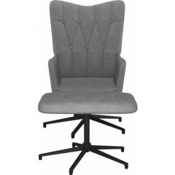 YOUTHUP Chaise De Relaxation Avec Tabouret Gris Foncé Tissu - Gris 8 YOUTHUP Chaise De Relaxation Avec Tabouret Gris Foncé Tissu - Gris -Pas Cher Fauteuil Magasin 55262309 2