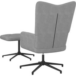 YOUTHUP Chaise De Relaxation Avec Tabouret Gris Clair Tissu - Gris -Pas Cher Fauteuil Magasin 55262310 4
