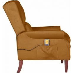 YOUTHUP Fauteuil De Massage Inclinable Marron Velours - Brun -Pas Cher Fauteuil Magasin 55263455 3