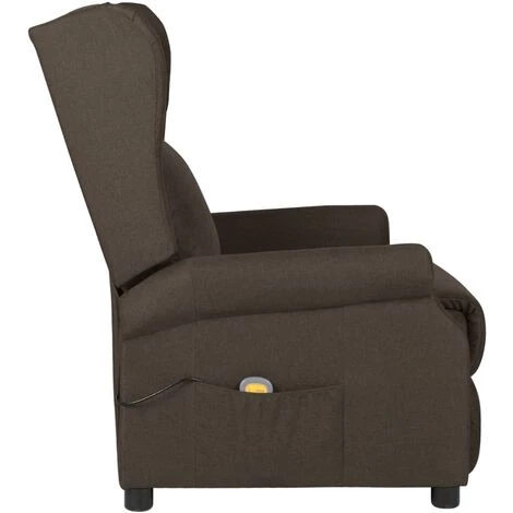 YOUTHUP Fauteuil De Massage Inclinable Marron Foncé Tissu - Brun 5 YOUTHUP Fauteuil De Massage Inclinable Marron Foncé Tissu - Brun – Image 3