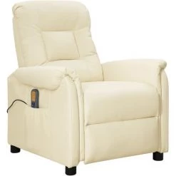 YOUTHUP Fauteuil De Massage Inclinable Crème Similicuir - Crème