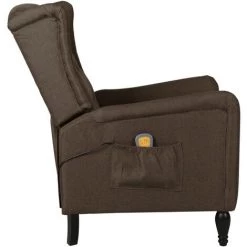 YOUTHUP Fauteuil De Massage Inclinable Marron Foncé Tissu - Brun 9 YOUTHUP Fauteuil De Massage Inclinable Marron Foncé Tissu - Brun -Pas Cher Fauteuil Magasin 55265198 3