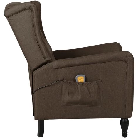 YOUTHUP Fauteuil De Massage Inclinable Marron Foncé Tissu - Brun 5 YOUTHUP Fauteuil De Massage Inclinable Marron Foncé Tissu - Brun – Image 3