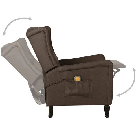 YOUTHUP Fauteuil De Massage Inclinable Marron Foncé Tissu - Brun 6 YOUTHUP Fauteuil De Massage Inclinable Marron Foncé Tissu - Brun – Image 4