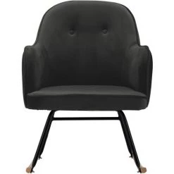 YOUTHUP Chaise à Bascule Gris Foncé Velours - Gris -Pas Cher Fauteuil Magasin 55265214 3