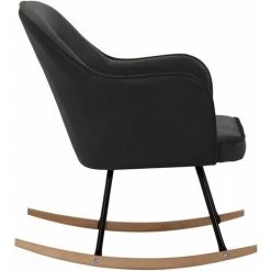 YOUTHUP Chaise à Bascule Gris Foncé Velours - Gris -Pas Cher Fauteuil Magasin 55265214 4