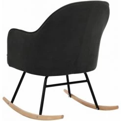 YOUTHUP Chaise à Bascule Gris Foncé Velours - Gris -Pas Cher Fauteuil Magasin 55265214 5