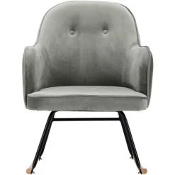 YOUTHUP Chaise à Bascule Gris Velours - Gris -Pas Cher Fauteuil Magasin 55265216 3