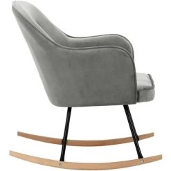 YOUTHUP Chaise à Bascule Gris Velours - Gris -Pas Cher Fauteuil Magasin 55265216 4