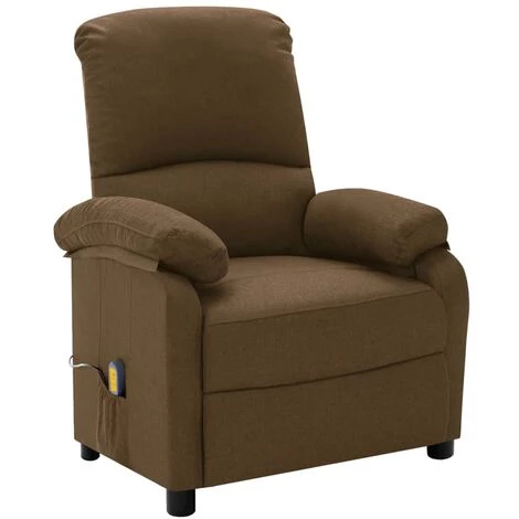 YOUTHUP Fauteuil De Massage Inclinable électrique Marron Tissu - Brun 4 YOUTHUP Fauteuil De Massage Inclinable électrique Marron Tissu - Brun – Image 2