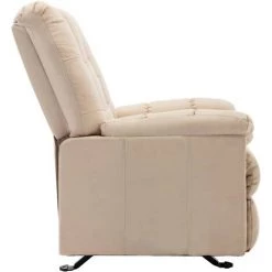 YOUTHUP Fauteuil Inclinable Crème Tissu - Crème -Pas Cher Fauteuil Magasin 55265242 5