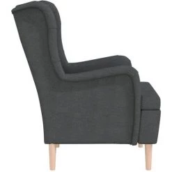 YOUTHUP Fauteuil Avec Pieds En Bois D'hévéa Solide Gris Foncé Tissu - Gris -Pas Cher Fauteuil Magasin 55265272 4