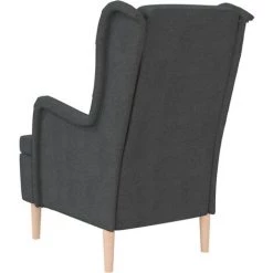 YOUTHUP Fauteuil Avec Pieds En Bois D'hévéa Solide Gris Foncé Tissu - Gris -Pas Cher Fauteuil Magasin 55265272 5