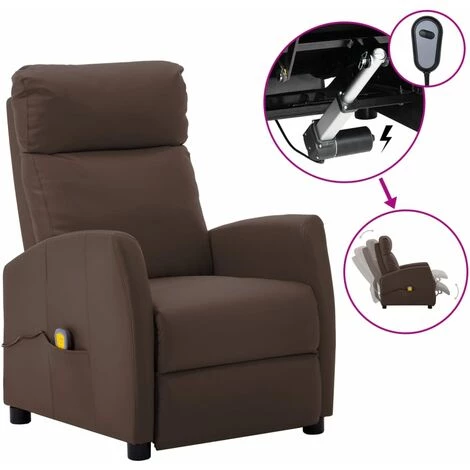 YOUTHUP Fauteuil Inclinable électrique De Massage Marron Similicuir - Brun 3 YOUTHUP Fauteuil Inclinable électrique De Massage Marron Similicuir - Brun