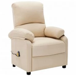 YOUTHUP Fauteuil De Massage Inclinable Crème Tissu - Crème