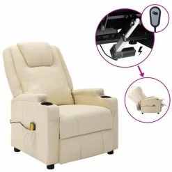 YOUTHUP Fauteuil De Massage Inclinable électrique Blanc Crème Faux Cuir - Blanc
