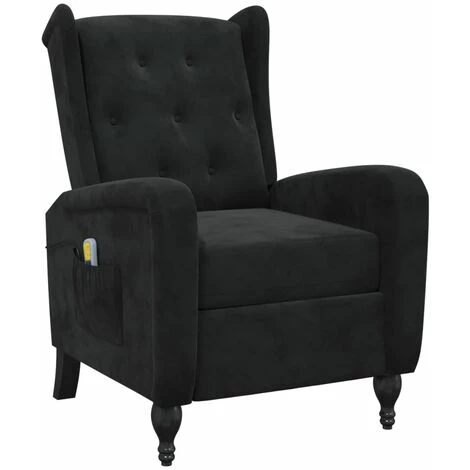 YOUTHUP Fauteuil De Massage Inclinable Noir Velours - Noir 4 YOUTHUP Fauteuil De Massage Inclinable Noir Velours - Noir – Image 2