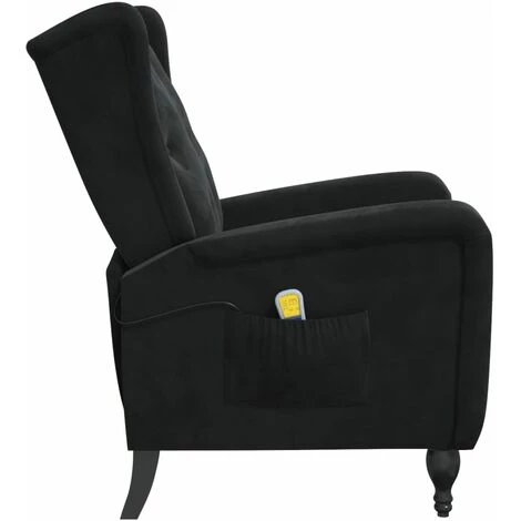 YOUTHUP Fauteuil De Massage Inclinable Noir Velours - Noir 6 YOUTHUP Fauteuil De Massage Inclinable Noir Velours - Noir – Image 4