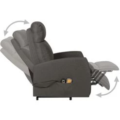YOUTHUP Fauteuil De Massage Inclinable Gris Foncé Tissu - Gris -Pas Cher Fauteuil Magasin 55266419 4