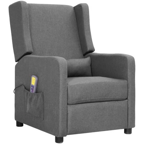 YOUTHUP Fauteuil De Massage Inclinable Gris Clair Tissu - Gris 3 YOUTHUP Fauteuil De Massage Inclinable Gris Clair Tissu - Gris